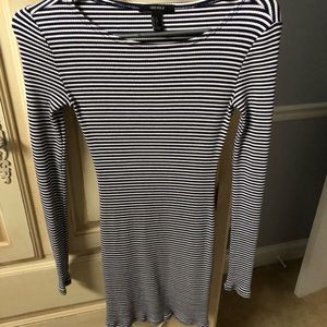 Navy and White Stripe Long Sleeve Dress